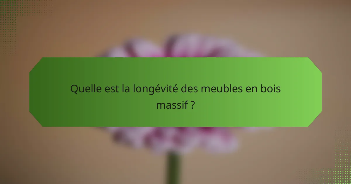 Quelle est la longévité des meubles en bois massif ?