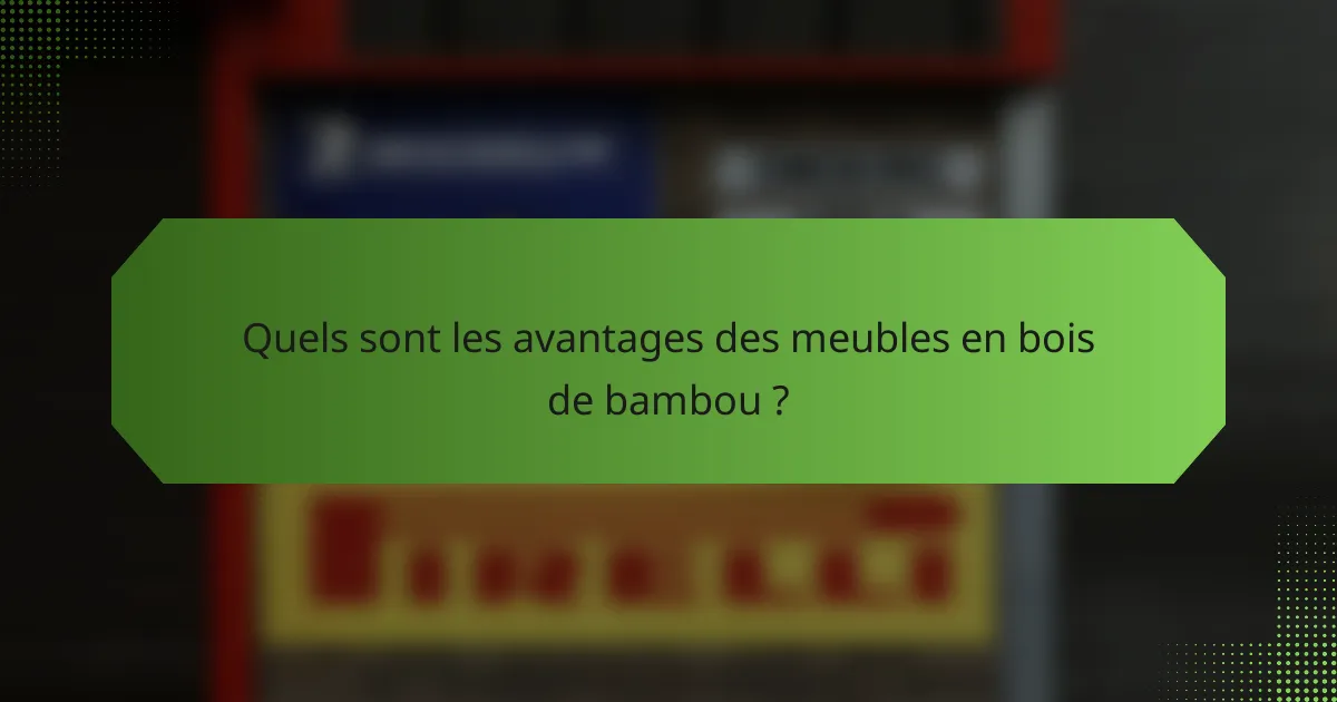 Quels sont les avantages des meubles en bois de bambou ?