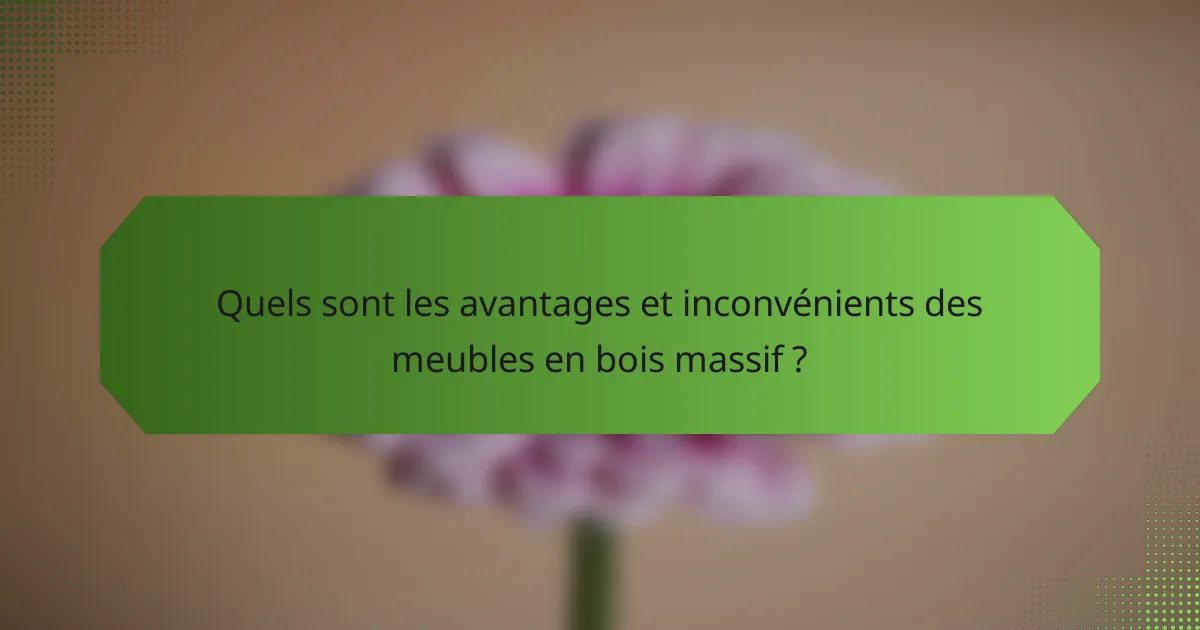 Quels sont les avantages et inconvénients des meubles en bois massif ?